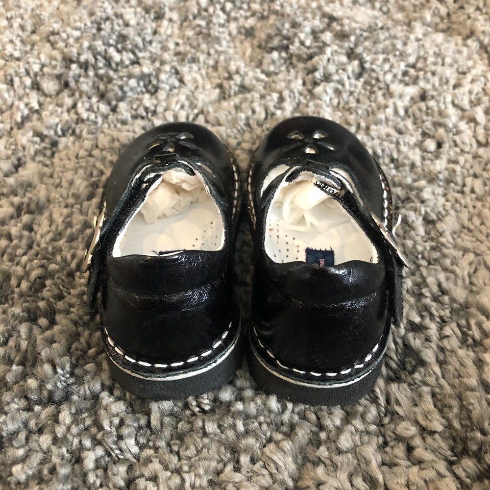 Girls Kid Express Black Leather Velcro Shoes - Picture 3 of 4